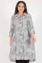 Aramya High Low Soft Cotton Patchwork Print Women's Kurta - Black | Grocsy