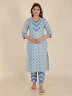 Aramya Straight Soft Cotton Floral Print Women's Kurta Set - White | Grocsy