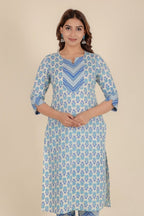 Aramya Straight Soft Cotton Floral Print Women's Kurta - White | Grocsy