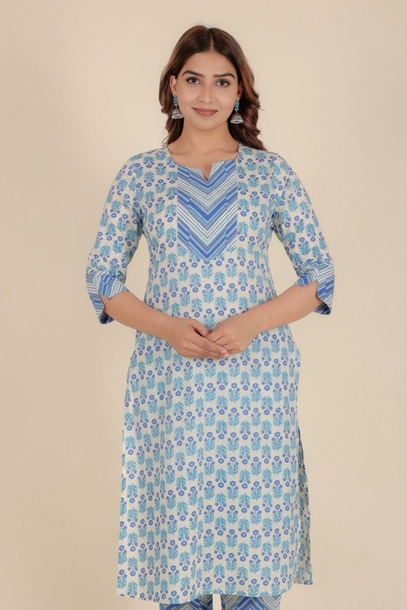 Aramya Straight Soft Cotton Floral Print Women's Kurta - White | Grocsy