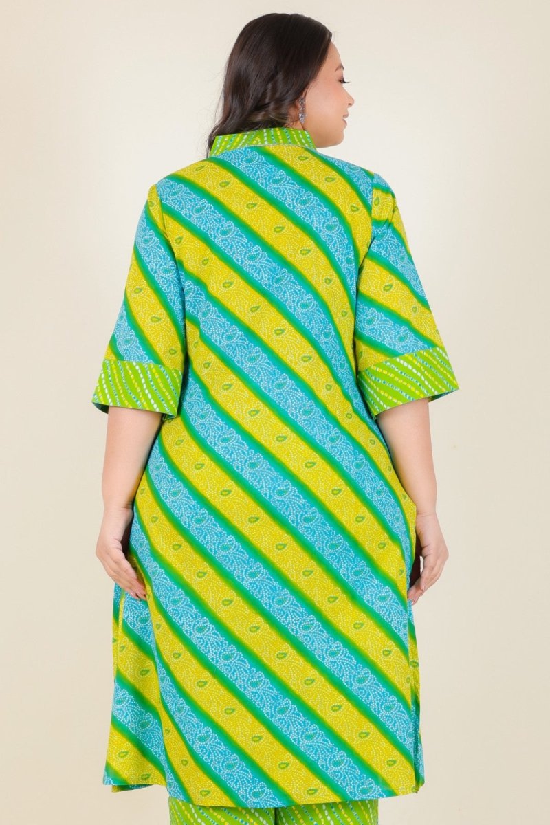 Aramya Straight Soft Cotton Bandhani Print Women's Kurta - Green | Grocsy