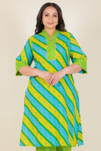 Aramya Straight Soft Cotton Bandhani Print Women's Kurta - Green | Grocsy