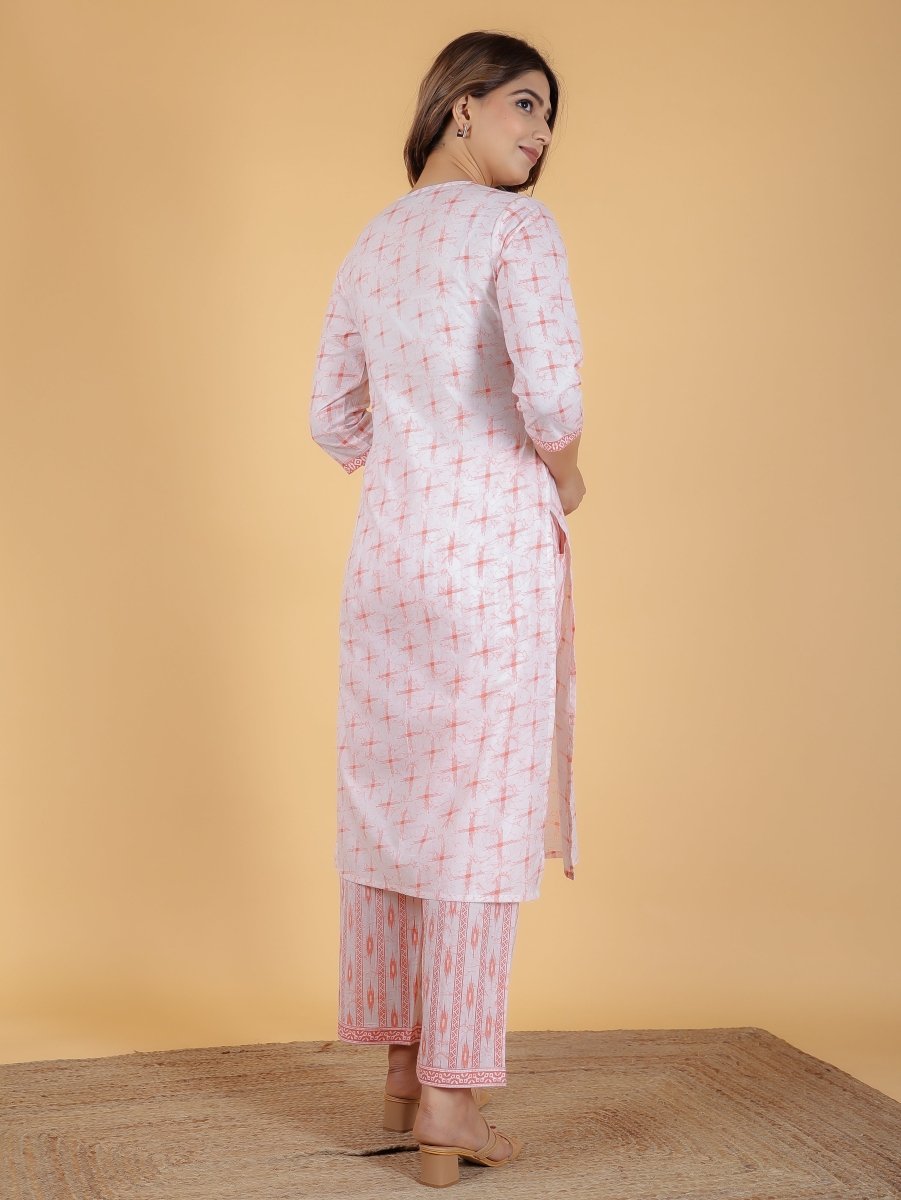 Aramya Straight Soft Cotton Geometric Print Women's Kurta - Orange | Grocsy
