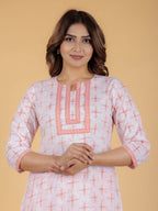 Aramya Straight Soft Cotton Geometric Print Women's Kurta - Orange | Grocsy