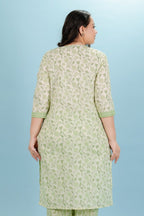 Aramya Straight Soft Cotton Floral Print Women's Kurta - Green | Grocsy