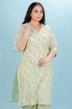 Aramya Straight Soft Cotton Floral Print Women's Kurta - Green | Grocsy