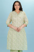 Aramya Straight Soft Cotton Floral Print Women's Kurta - Green | Grocsy