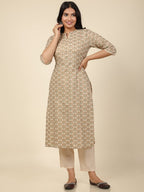 Aramya Straight Soft Cotton Floral Print Women's Kurta - Off White | Grocsy