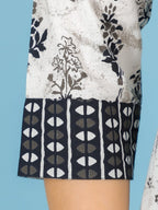 Aramya Anarkali Soft Cotton Butti Print Women's Kurta Set - White | Grocsy
