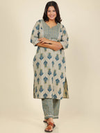Aramya Straight Soft Cotton Floral Print Women's Kurta - Beige | Grocsy