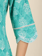 Aramya Straight Soft Cotton Geometric Print Women's Kurta - Green | Grocsy