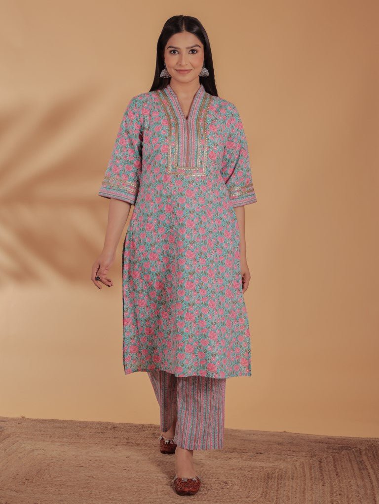 Aramya Straight Soft Cotton Floral Print Women's Kurta - Multicolor | Grocsy