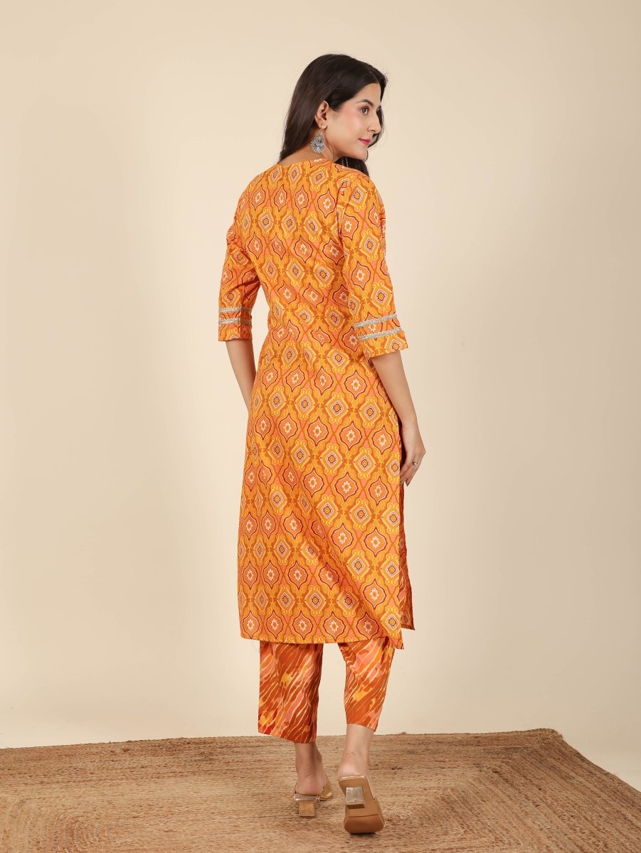 Aramya Straight Soft Cotton Geometric Print Women's Kurta - Yellow | Grocsy