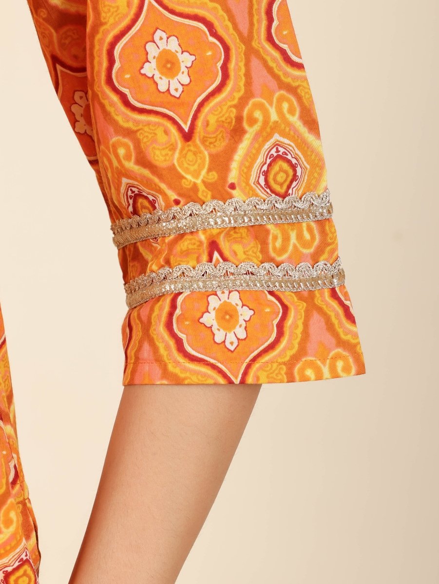 Aramya Straight Soft Cotton Geometric Print Women's Kurta - Yellow | Grocsy