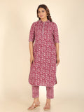 Aramya Pathani Soft Cotton Floral Print Women's Kurta - Purple | Grocsy