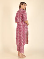 Aramya Pathani Soft Cotton Floral Print Women's Kurta - Purple | Grocsy