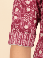 Aramya Pathani Soft Cotton Floral Print Women's Kurta - Purple | Grocsy