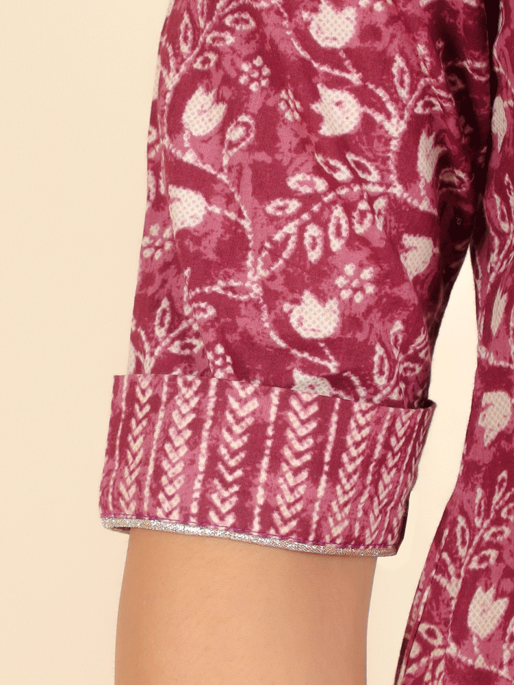 Aramya Pathani Soft Cotton Floral Print Women's Kurta - Purple | Grocsy