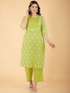 Aramya Straight Soft Cotton Geometric Print Women's Kurta - Green | Grocsy