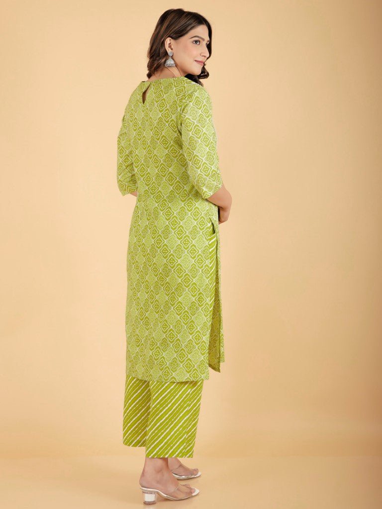 Aramya Straight Soft Cotton Geometric Print Women's Kurta - Green | Grocsy