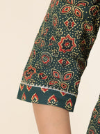 Aramya Straight Soft Cotton Floral Print Women's Kurta - Green | Grocsy