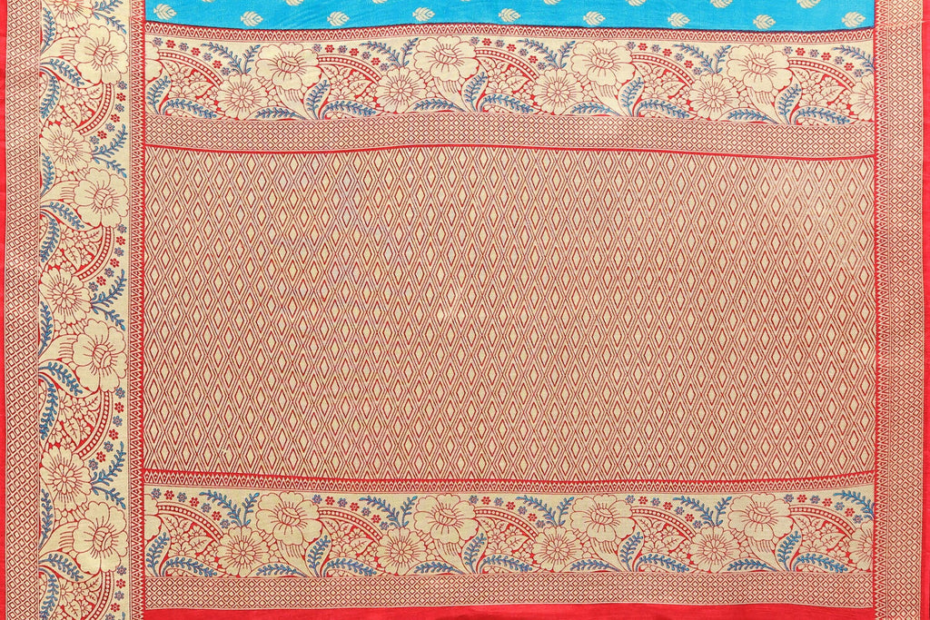 Vamika Blue Printed Art Silk Saree | Grocsy