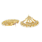 Gold-Polished Alloy Kundan & Pearl Chandbali Earrings - The Pari