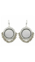 Silver-Plated Alloy Oxidised Designer Mirror Earrings - The Pari