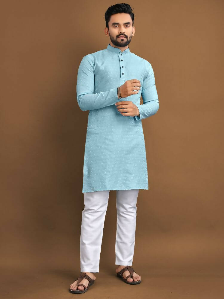 Traditional Men's Kurta Payjama Sets by Infinity Export - Sky Blue | Grocsy