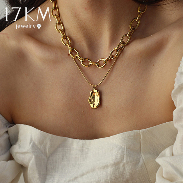 Gold-Polished Alloy Layered Designer Short Necklace - The Pari | Grocsy