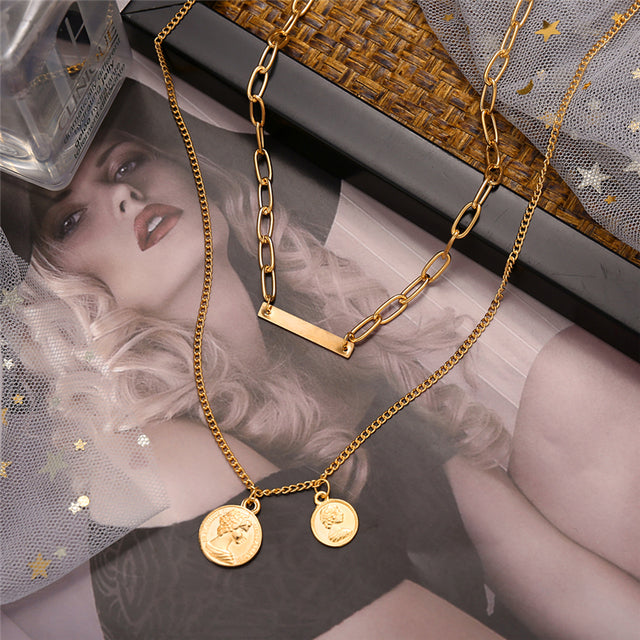 Gold-Polished Alloy Layered Designer Short Necklace - The Pari | Grocsy