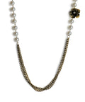 Gold-Polished Alloy Long Antuque Pearl Necklace - The Pari | Grocsy