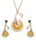 Gold-Polished Alloy Peacock Pendant Necklace - The Pari | Grocsy