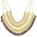 Gold-Polished Alloy Beaded Statement Necklace - The Pari | Grocsy