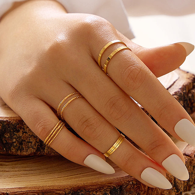 Gold-Polished Alloy Stylish Contemporary Stackable Ring - The Pari | Grocsy