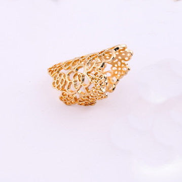 Gold-Polished Alloy Golden Mughlai Ring - The Pari | Grocsy