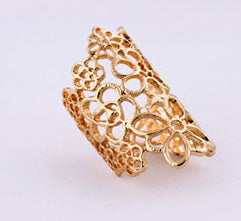 Gold-Polished Alloy Golden Mughlai Ring - The Pari | Grocsy