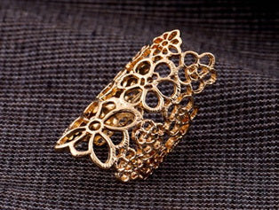 Gold-Polished Alloy Golden Mughlai Ring - The Pari | Grocsy