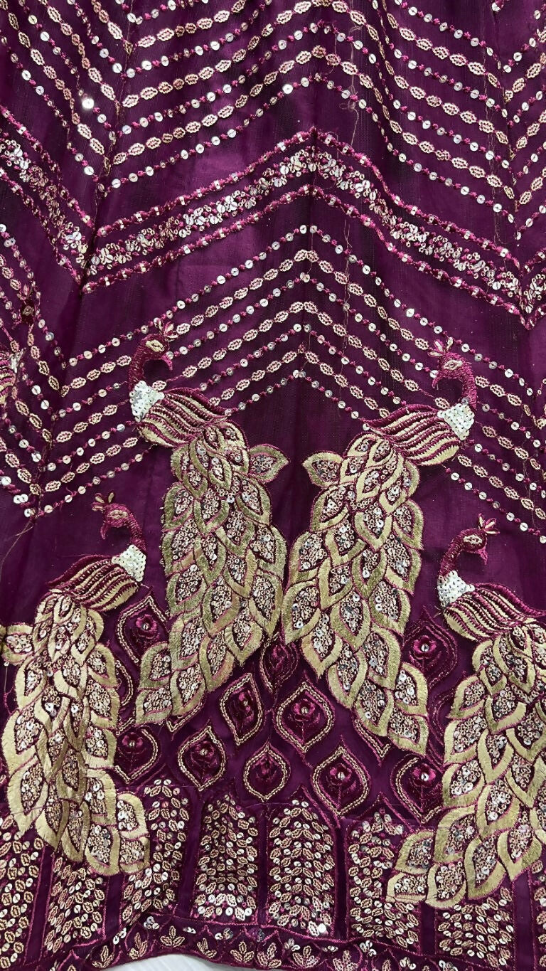 Jyoti Fashion Women's Purple Bridal Net Fancy Foil & Sequins with Multi Thread Embroidered Wedding Lehenga Choli | Grocsy