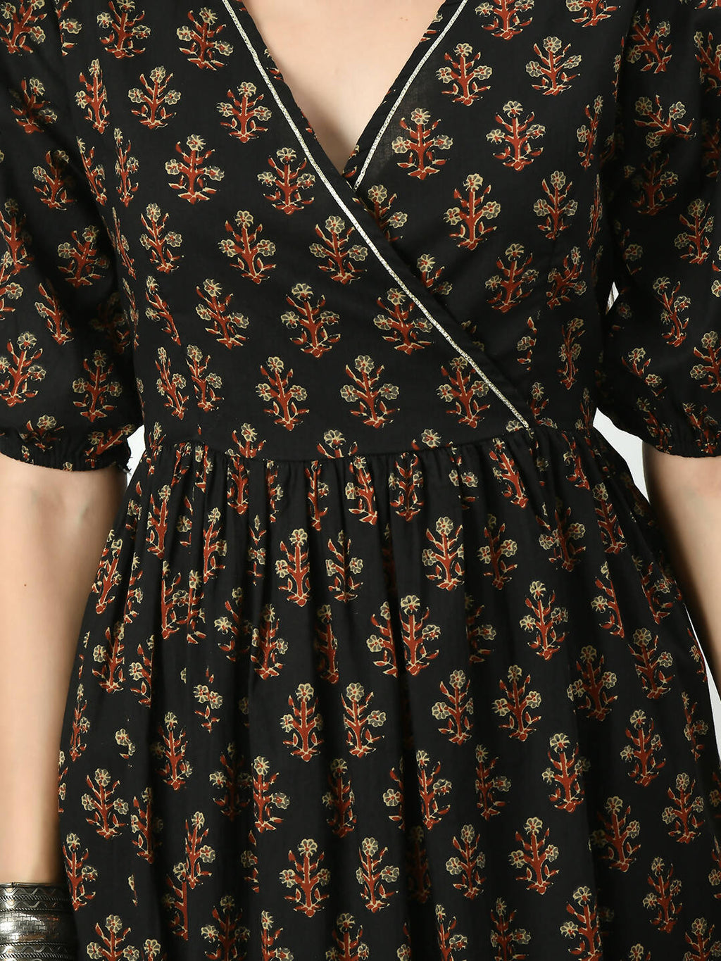 Myshka Women's Black Empire Printed Dress | Grocsy