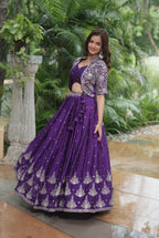 Lorenvalley Pure Chinnon With Rich Embroidered Sequins Work Lehenga Choli with Koti | Grocsy