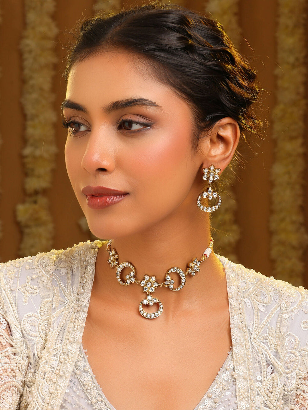 Ruby Raang Chandni Necklace Earrings Set | Grocsy