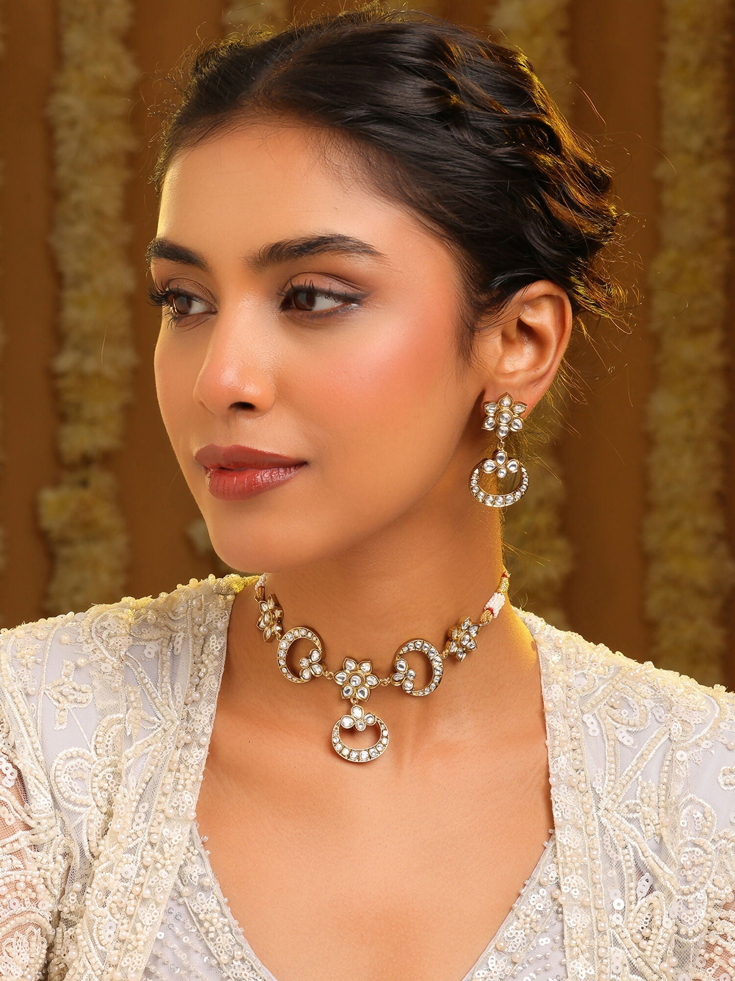 Ruby Raang Chandni Necklace Earrings Set | Grocsy