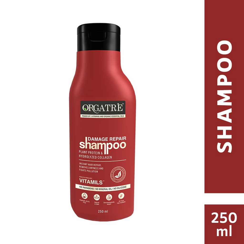 Orgatre Damage Repair Shampoo For Women & Men For Rough Dull & Damaged Hair With Protein & Hydrolyzed Collagen | Grocsy