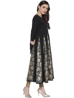 Ahalyaa Black Crepe Foil Printed Anarkali Kurta | Grocsy