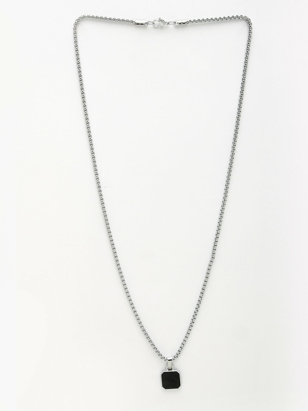 NVR Men's Silver-Plated Artificial Stone Stainless Steel Pendant with Chain | Grocsy