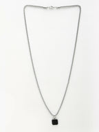 NVR Men's Silver-Plated Artificial Stone Stainless Steel Pendant with Chain | Grocsy