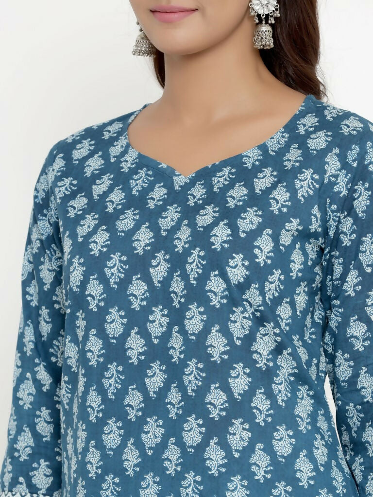 Miravan Women's Pure Cotton Straight Kurta And Palazzo Set | Grocsy
