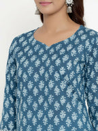 Miravan Women's Pure Cotton Straight Kurta And Palazzo Set | Grocsy