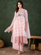 Sangria Embroidered Kurta, Palazzo With Dupatta | Grocsy